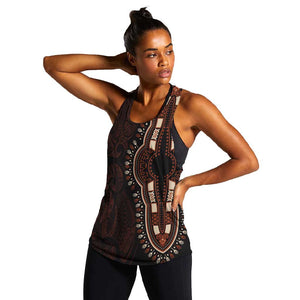 Dashiki and Polynesian Pattern Women Racerback Tank Afro Pacific Culture Red Version