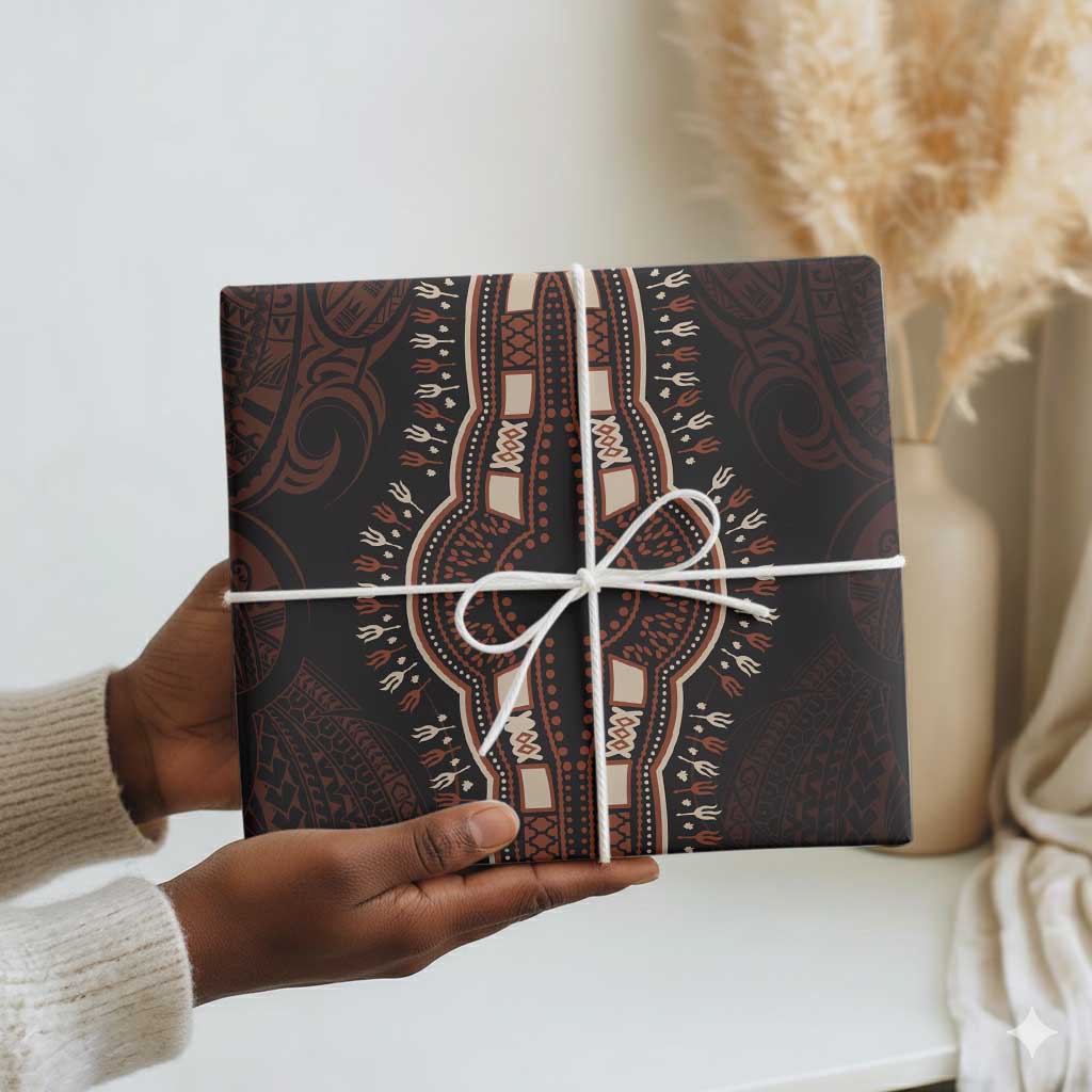 Dashiki and Polynesian Pattern Wrapping Paper Africa Pacific Culture Red Version - African Pride