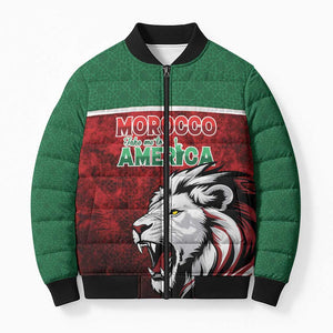 Custom Morocco Football Dream 2026 Bomber Puffer Jacket Atlas Lions Journey To America