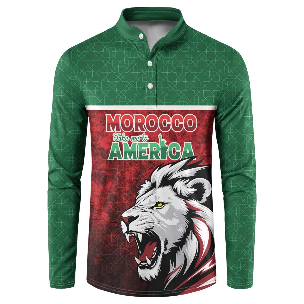 Custom Morocco Football Dream 2026 Button Sweatshirt Atlas Lions Journey To America