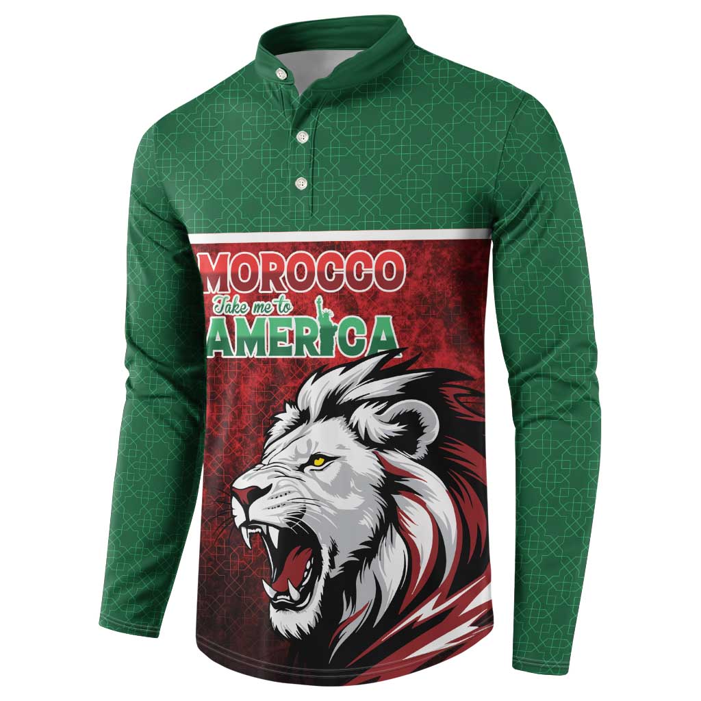 Custom Morocco Football Dream 2026 Button Sweatshirt Atlas Lions Journey To America
