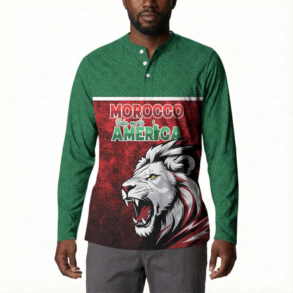 Custom Morocco Football Dream 2026 Button Sweatshirt Atlas Lions Journey To America