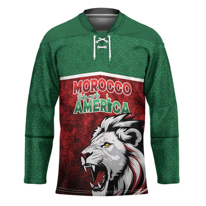 Custom Morocco Football Dream 2026 Hockey Jersey Atlas Lions Journey To America