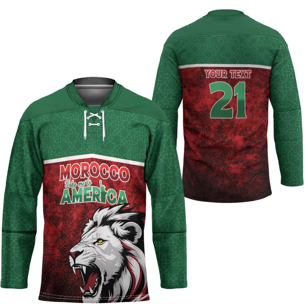 Custom Morocco Football Dream 2026 Hockey Jersey Atlas Lions Journey To America