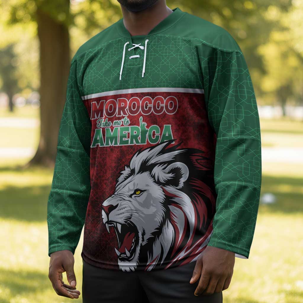 Custom Morocco Football Dream 2026 Hockey Jersey Atlas Lions Journey To America
