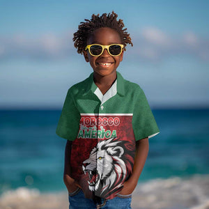 Custom Morocco Football Dream 2026 Kid Hawaiian Shirt Atlas Lions Journey To America
