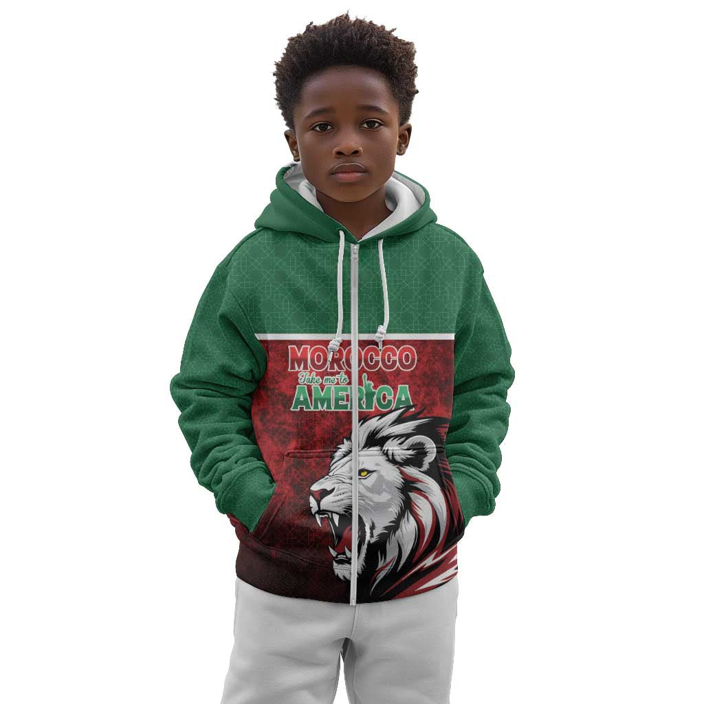 Custom Morocco Football Dream 2026 Kid Hoodie Atlas Lions Journey To America