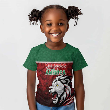 Custom Morocco Football Dream 2026 Kid T shirt Atlas Lions Journey To America