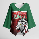 Custom Morocco Football Dream 2026 Kimono Sleeve Blouse Atlas Lions Journey To America
