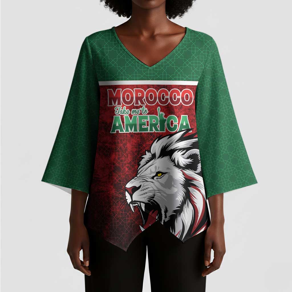 Custom Morocco Football Dream 2026 Kimono Sleeve Blouse Atlas Lions Journey To America