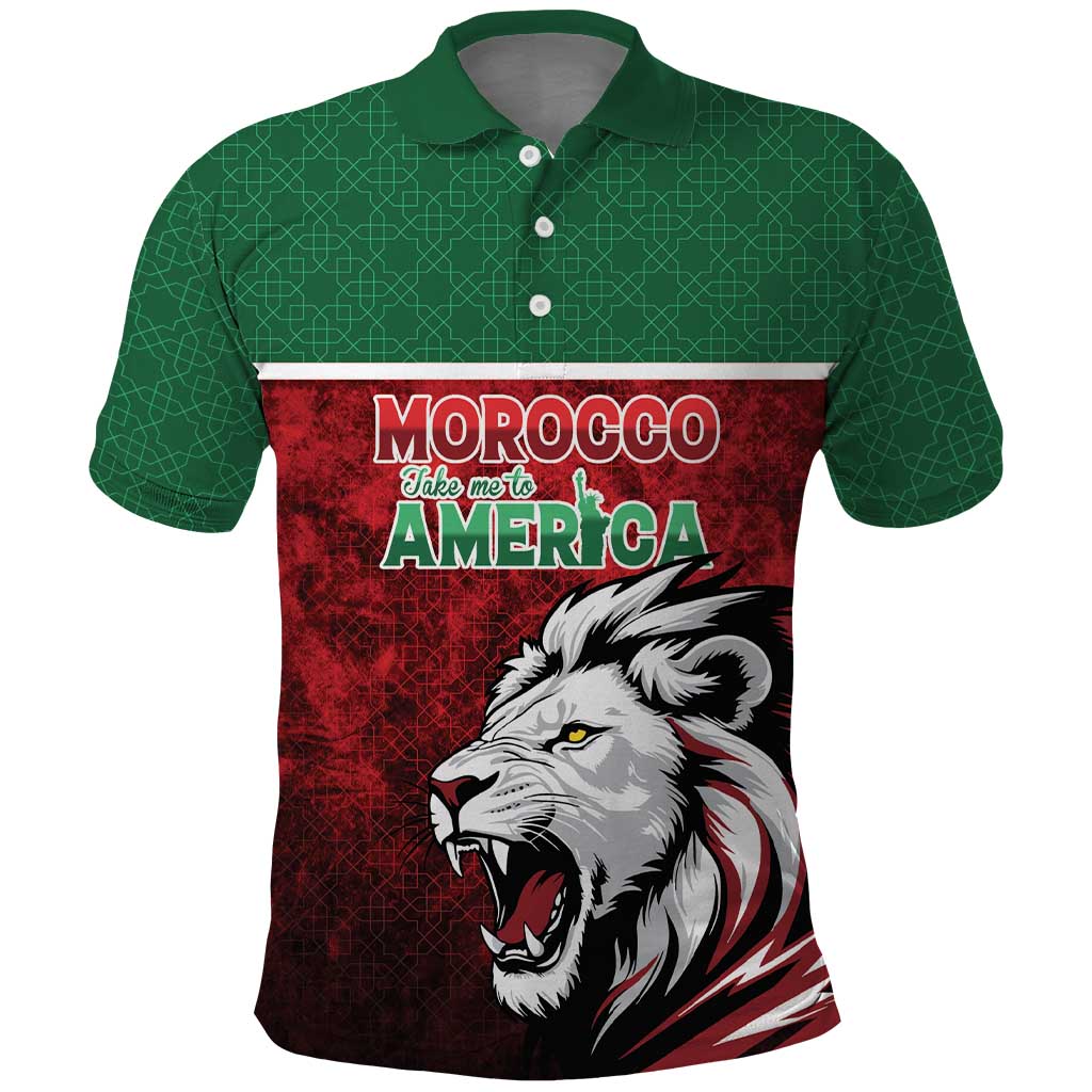 Custom Morocco Football Dream 2026 Polo Shirt Atlas Lions Journey To America