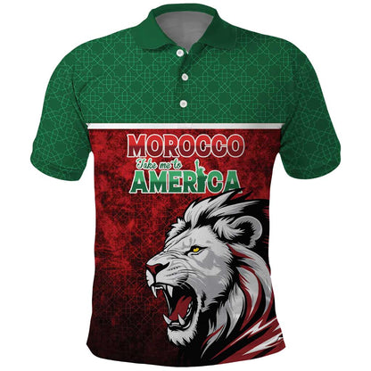 Custom Morocco Football Dream 2026 Polo Shirt Atlas Lions Journey To America