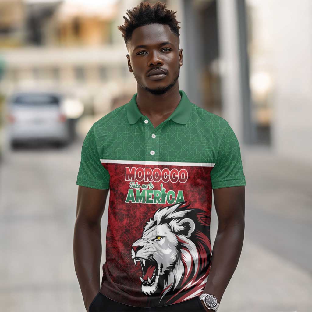 Custom Morocco Football Dream 2026 Polo Shirt Atlas Lions Journey To America