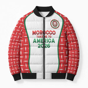 Custom Morocco Football Dream 2026 Bomber Puffer Jacket Take Me To America