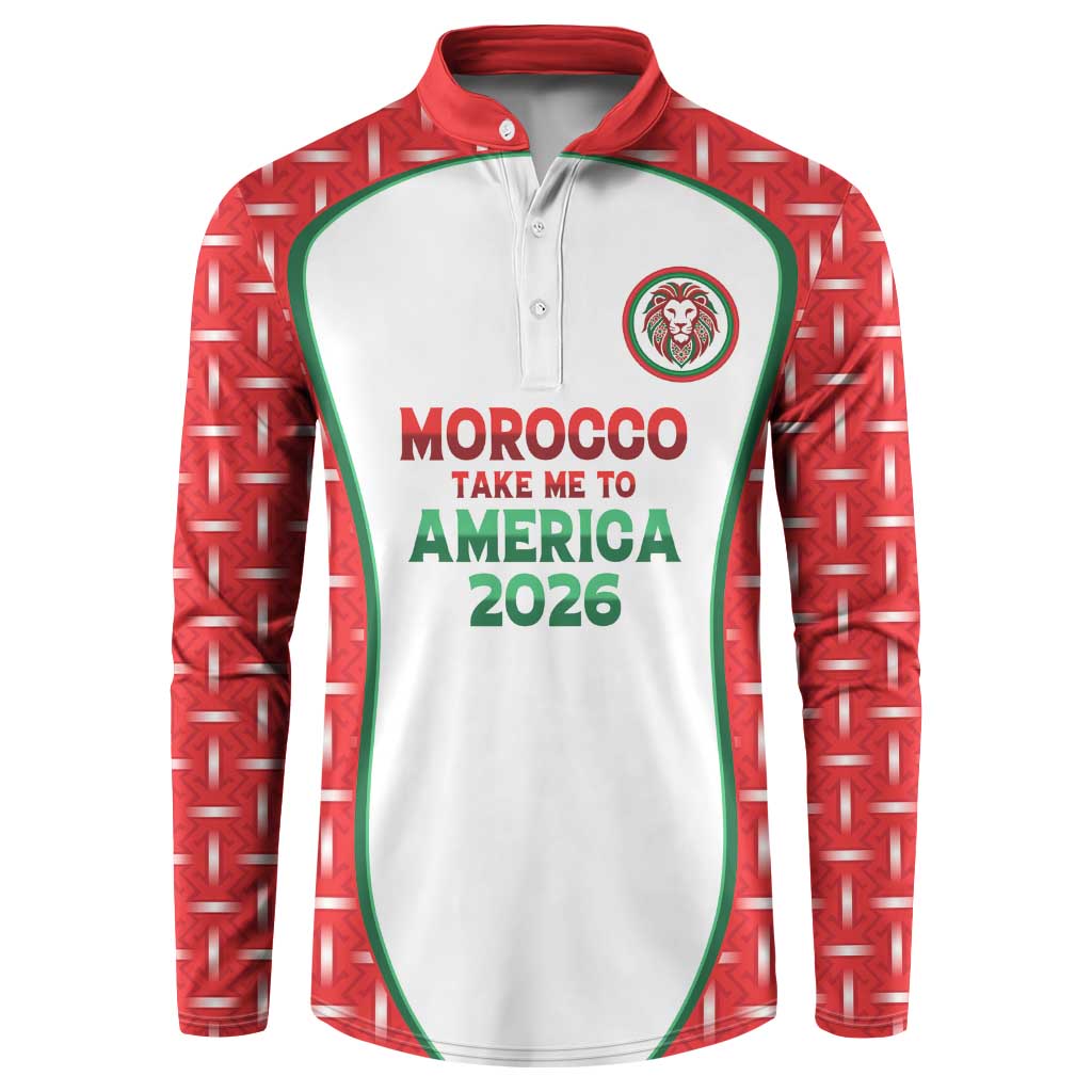 Custom Morocco Football Dream 2026 Button Sweatshirt Take Me To America