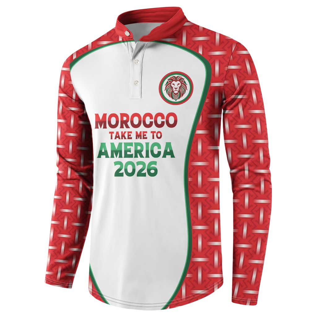 Custom Morocco Football Dream 2026 Button Sweatshirt Take Me To America