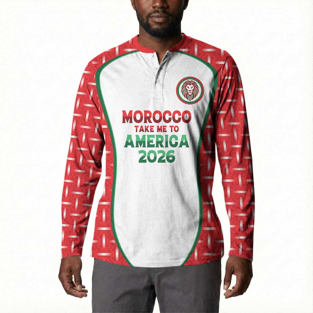 Custom Morocco Football Dream 2026 Button Sweatshirt Take Me To America