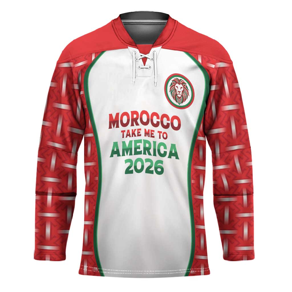 Custom Morocco Football Dream 2026 Hockey Jersey Take Me To America