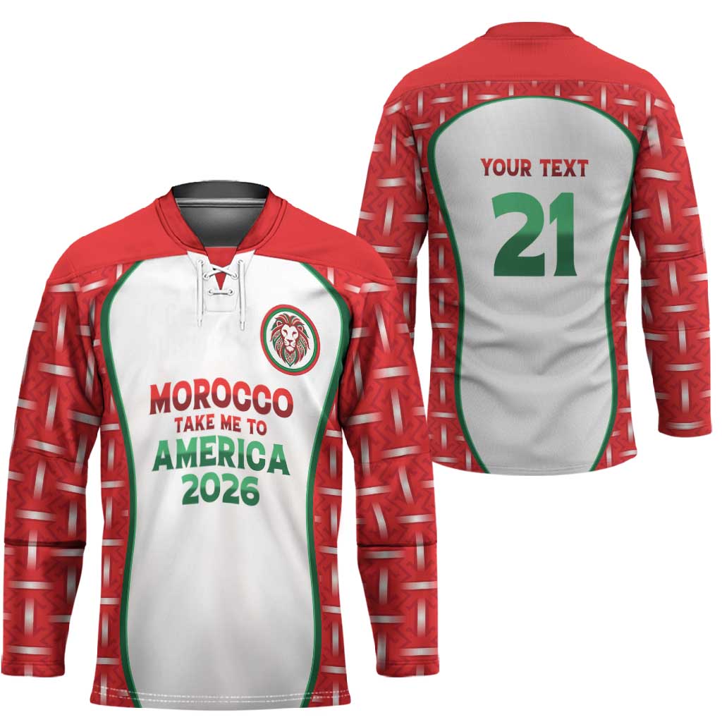 Custom Morocco Football Dream 2026 Hockey Jersey Take Me To America