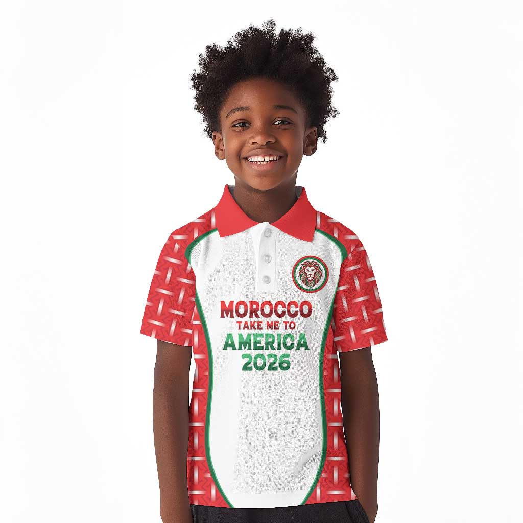 Custom Morocco Football Dream 2026 Kid Polo Shirt Take Me To America