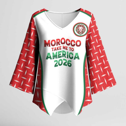Custom Morocco Football Dream 2026 Kimono Sleeve Blouse Take Me To America