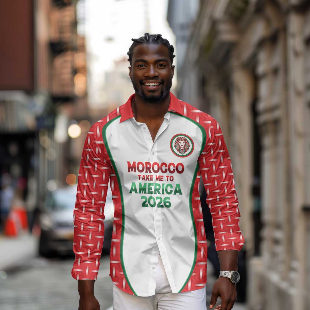 Custom Morocco Football Dream 2026 Long Sleeve Button Shirt Take Me To America