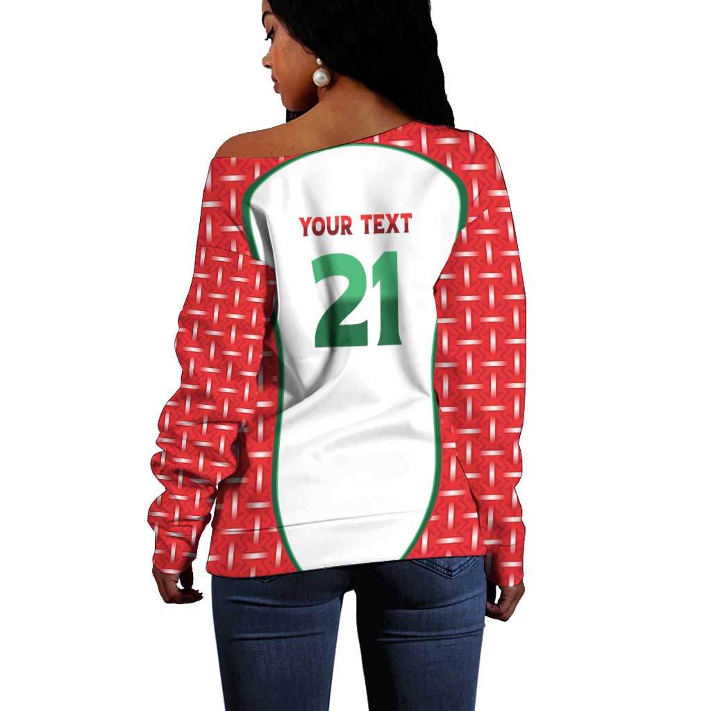 Custom Morocco Football Dream 2026 Off Shoulder Sweater Take Me To America