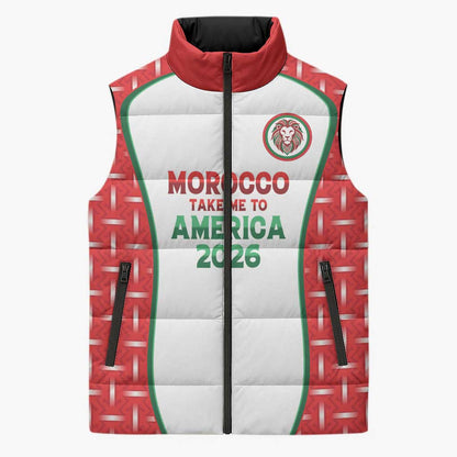 Custom Morocco Football Dream 2026 Sleeveless Puffer Jacket Take Me To America