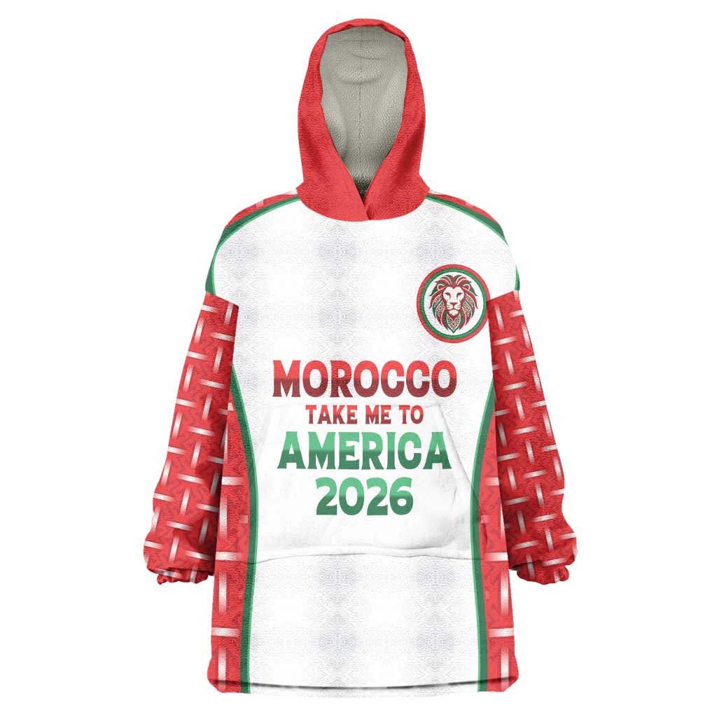 Custom Morocco Football Dream 2026 Wearable Blanket Hoodie Take Me To America