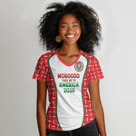 Custom Morocco Football Dream 2026 Women V-Neck T-Shirt Take Me To America
