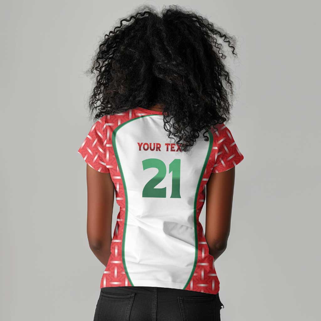 Custom Morocco Football Dream 2026 Women V-Neck T-Shirt Take Me To America