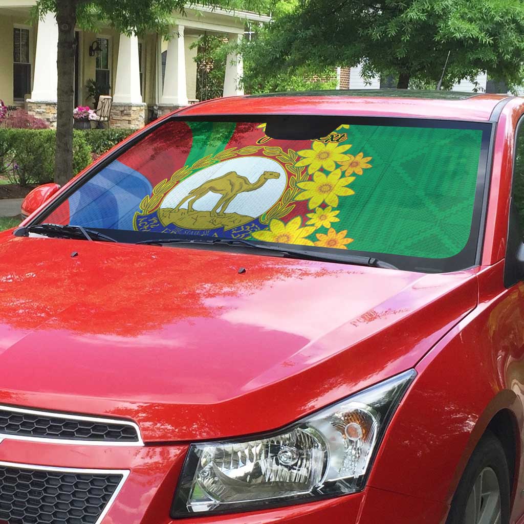 Afro Eritrea New Year Personalized Auto Sun Shade Enkutatash Adey Abeba Flower Art