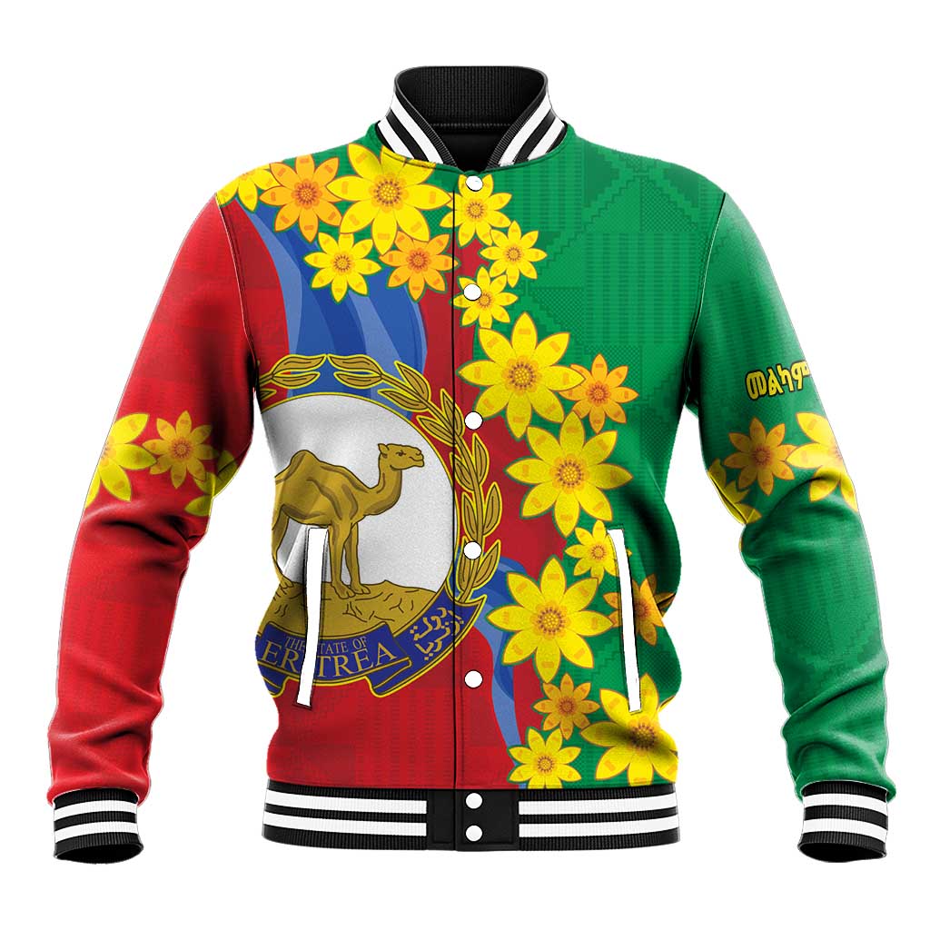 Afro Eritrea New Year Personalized Baseball Jacket Enkutatash Adey Abeba Flower Art LT9