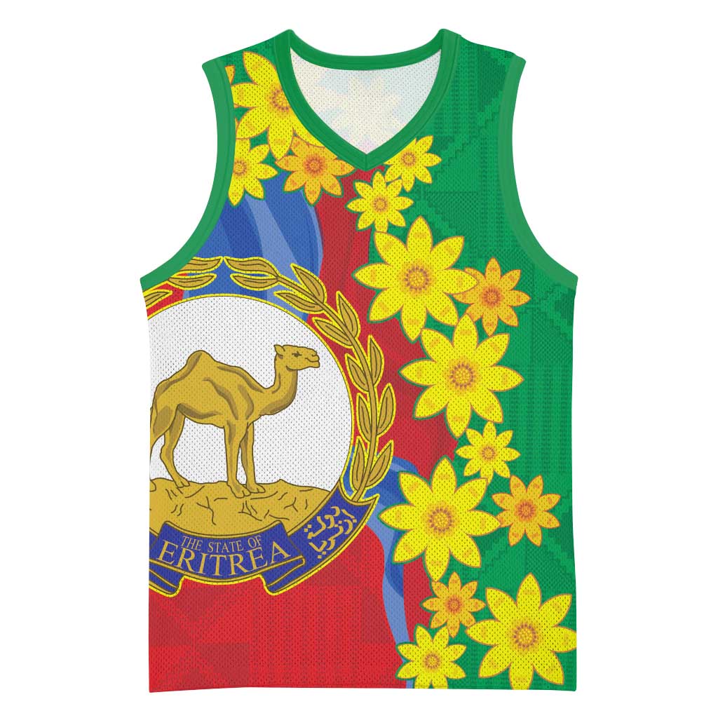 Afro Eritrea New Year Personalized Basketball Jersey Enkutatash Adey Abeba Flower Art LT9