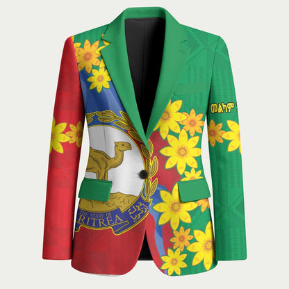 Afro Eritrea New Year Personalized Blazer Enkutatash Adey Abeba Flower Art