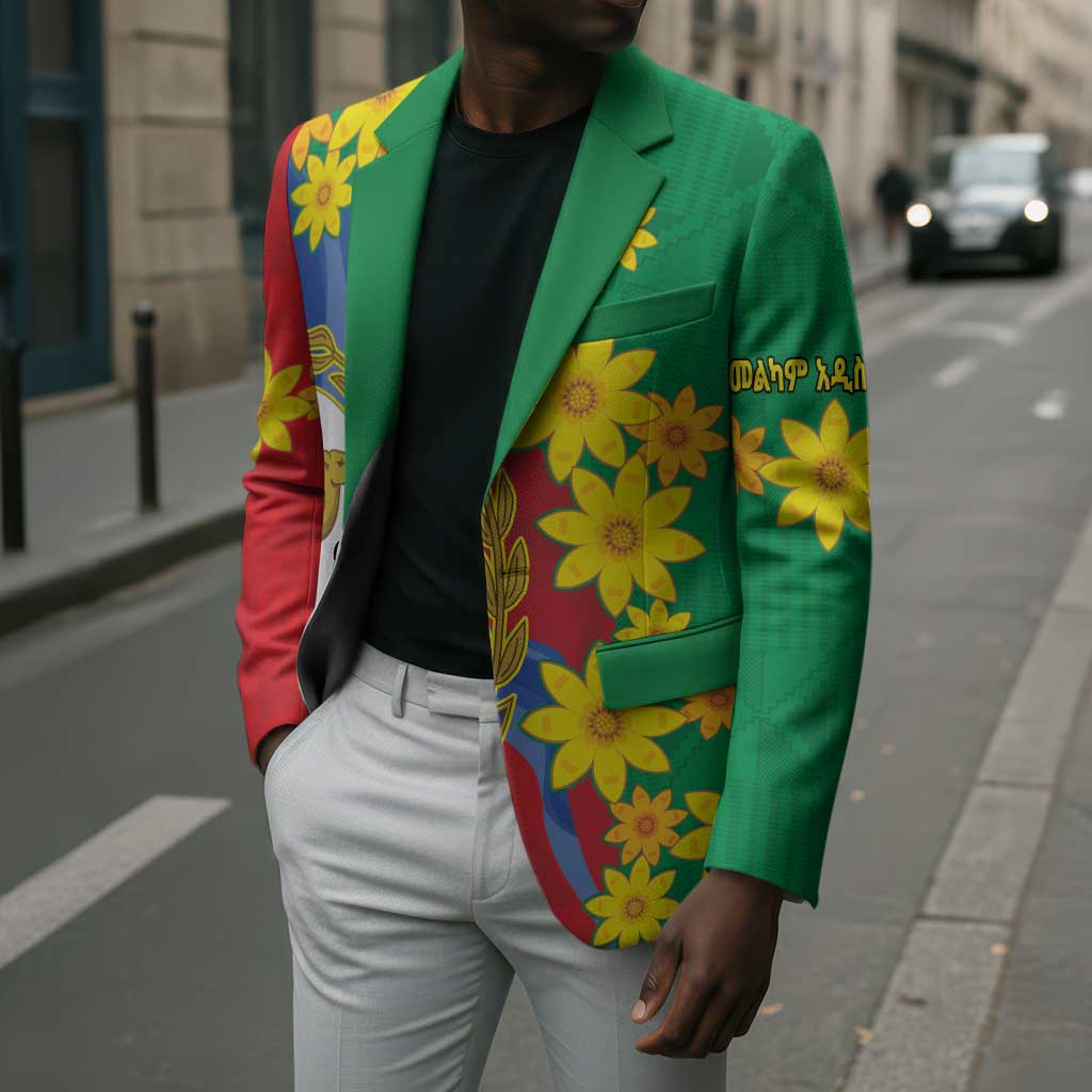 Afro Eritrea New Year Personalized Blazer Enkutatash Adey Abeba Flower Art