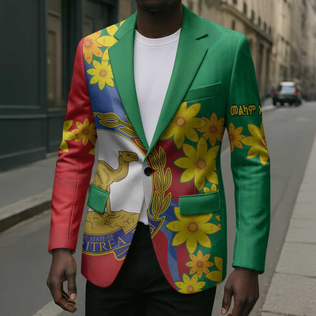 Afro Eritrea New Year Personalized Blazer Enkutatash Adey Abeba Flower Art