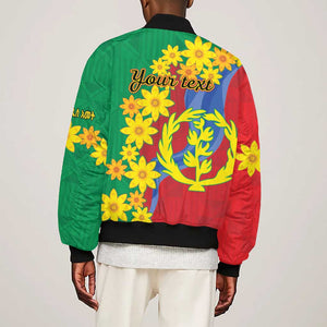 Afro Eritrea New Year Personalized Bomber Jacket Enkutatash Adey Abeba Flower Art