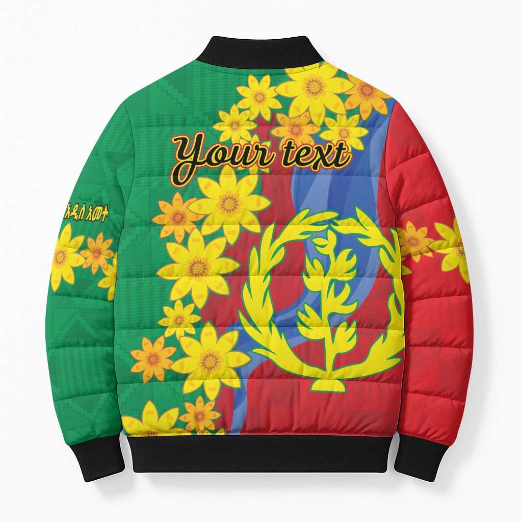 Afro Eritrea New Year Personalized Bomber Puffer Jacket Enkutatash Adey Abeba Flower Art