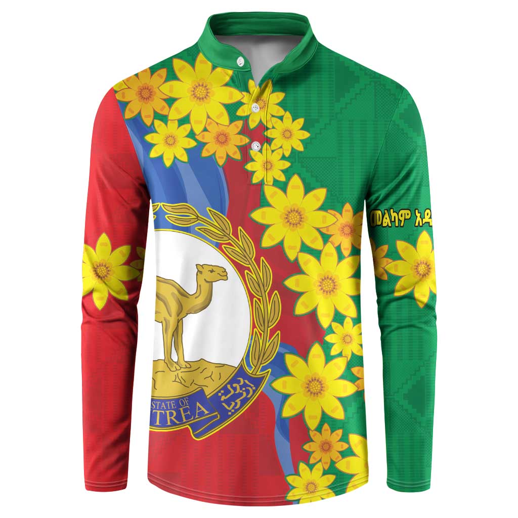 Afro Eritrea New Year Personalized Button Sweatshirt Enkutatash Adey Abeba Flower Art