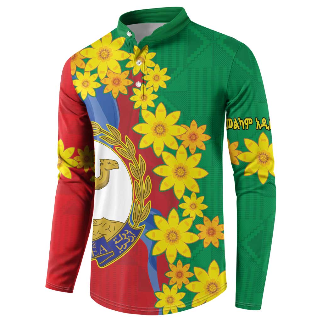 Afro Eritrea New Year Personalized Button Sweatshirt Enkutatash Adey Abeba Flower Art