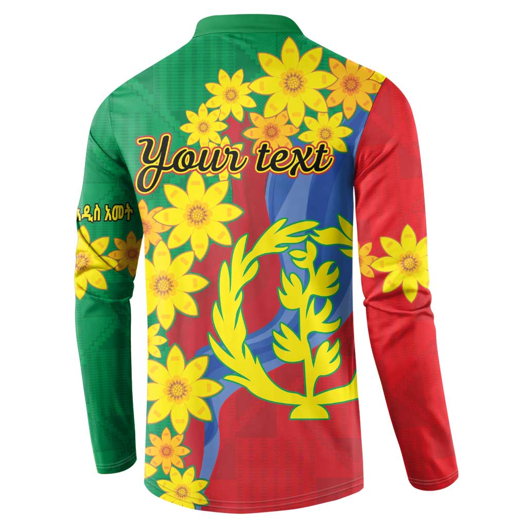 Afro Eritrea New Year Personalized Button Sweatshirt Enkutatash Adey Abeba Flower Art