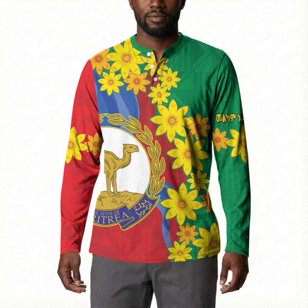 Afro Eritrea New Year Personalized Button Sweatshirt Enkutatash Adey Abeba Flower Art