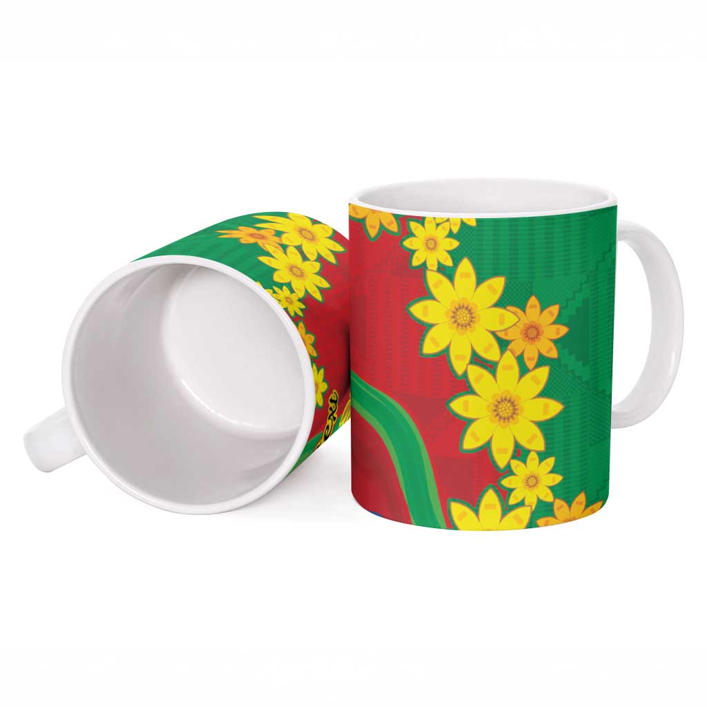 Afro Eritrea New Year Personalized Ceramic Mug Enkutatash Adey Abeba Flower Art