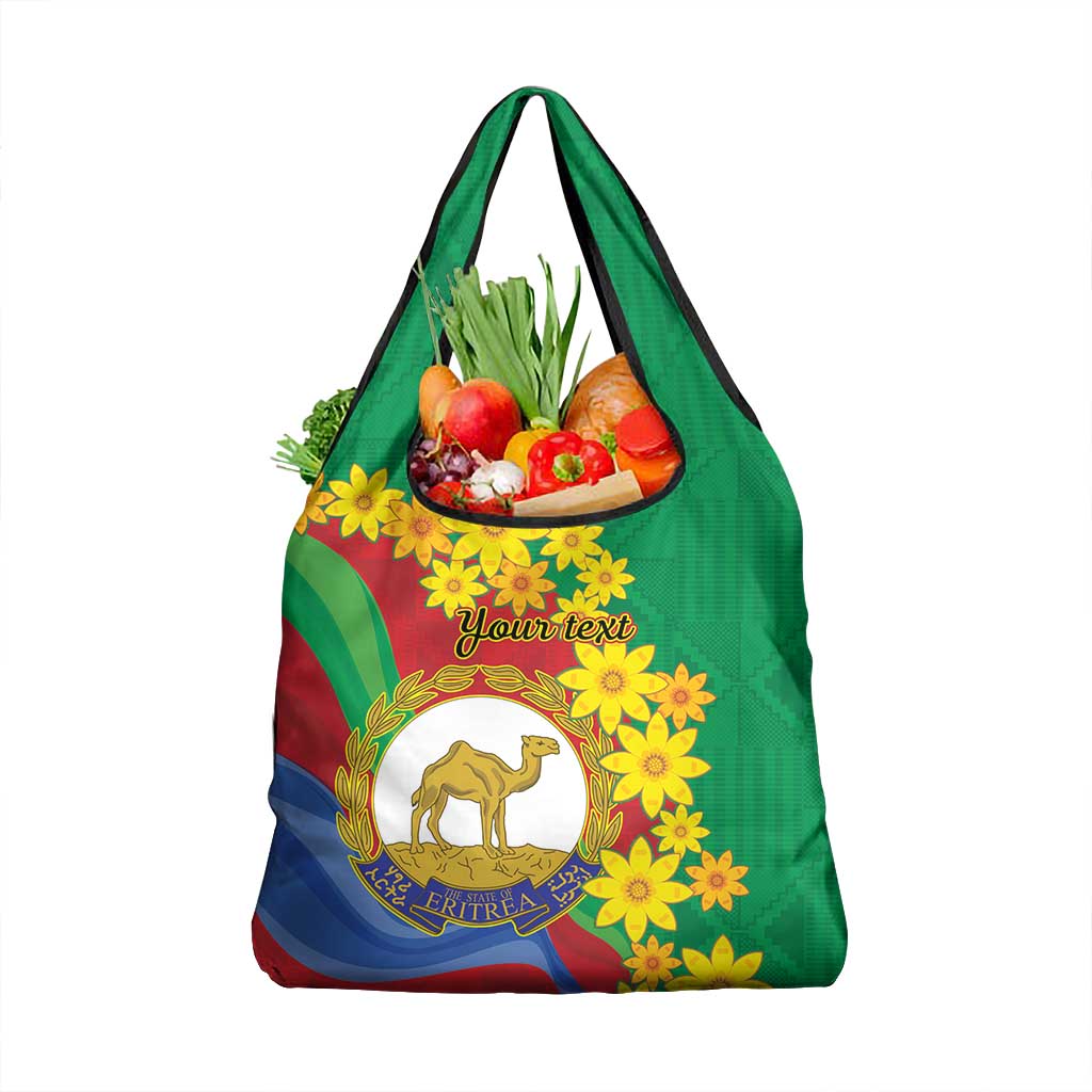 Afro Eritrea New Year Personalized Grocery Bag Enkutatash Adey Abeba Flower Art