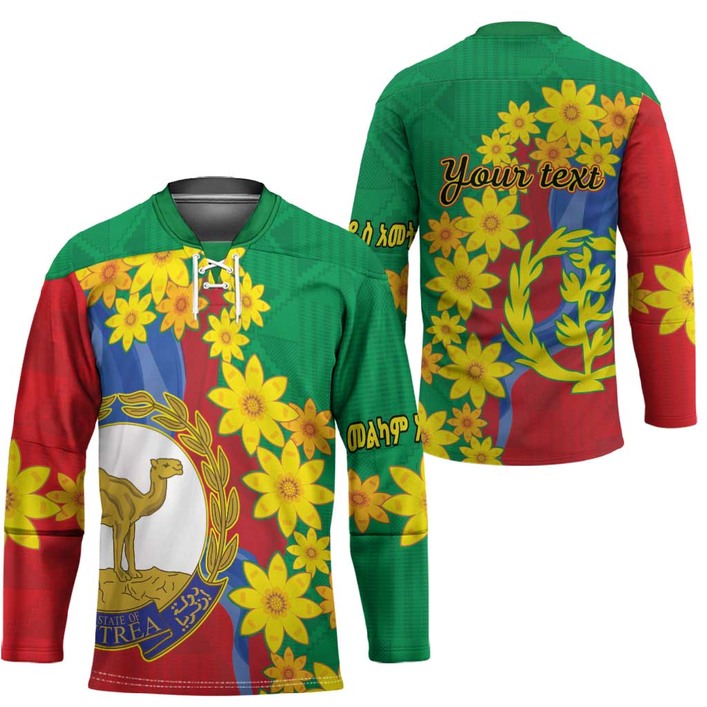 Afro Eritrea New Year Personalized Hockey Jersey Enkutatash Adey Abeba Flower Art