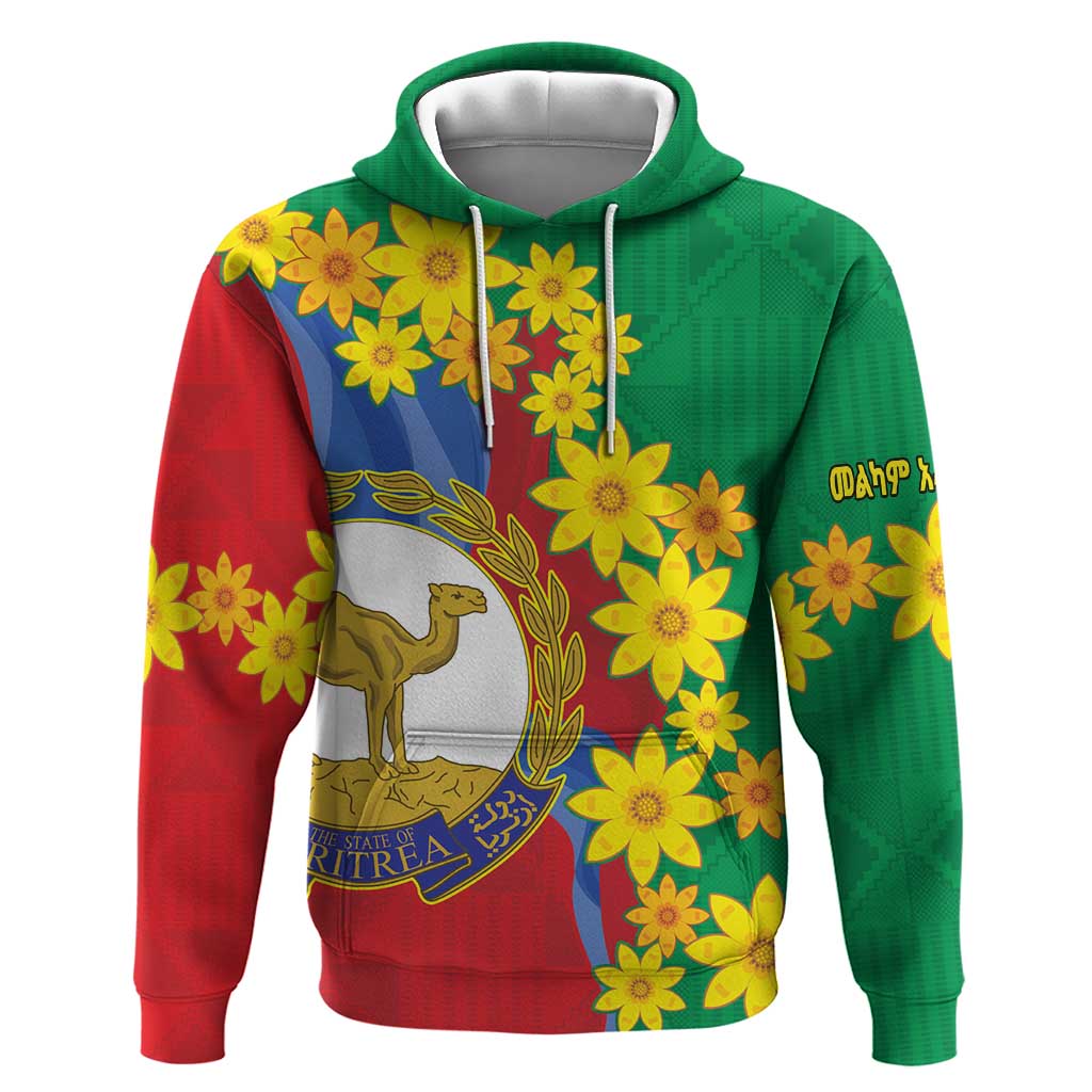 Afro Eritrea New Year Personalized Hoodie Enkutatash Adey Abeba Flower Art