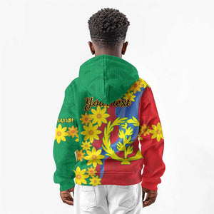 Afro Eritrea New Year Personalized Kid Hoodie Enkutatash Adey Abeba Flower Art