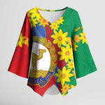 Afro Eritrea New Year Personalized Kimono Sleeve Blouse Enkutatash Adey Abeba Flower Art