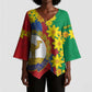 Afro Eritrea New Year Personalized Kimono Sleeve Blouse Enkutatash Adey Abeba Flower Art